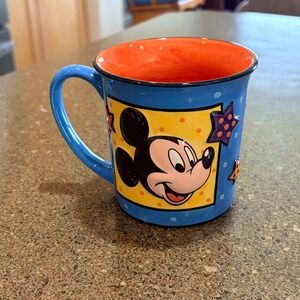 Disney Store Mickey Mouse Coffee Mug Blue Orange Stars Ceramic Cup